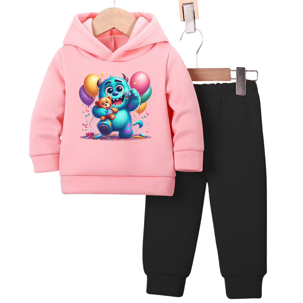Conjunto Moletom Infantil Meninos E Meninas Algodão Blusa de monstro Com Capuz