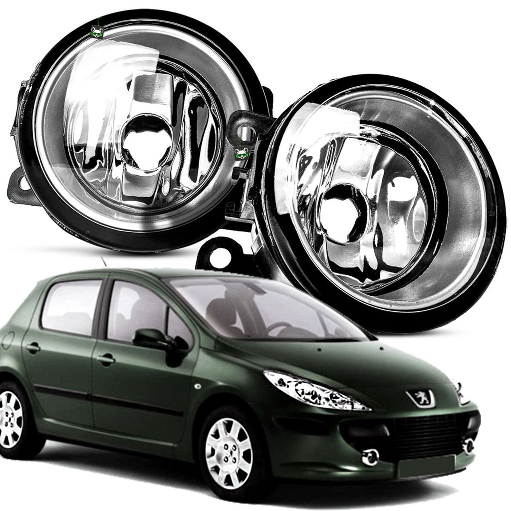 Par Farol Auxiliar Milha Lente Vidro Aro Prata Peugeot 307 2008 2009 2010 2011 2012 - Automobiles
