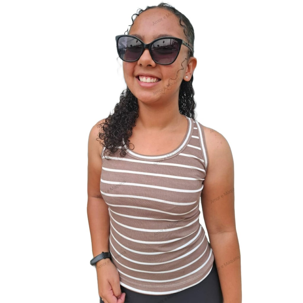 Regata Feminina Canelada Blusinha Básica Dia a Dia Lisa E Listrada Moda Gringa
