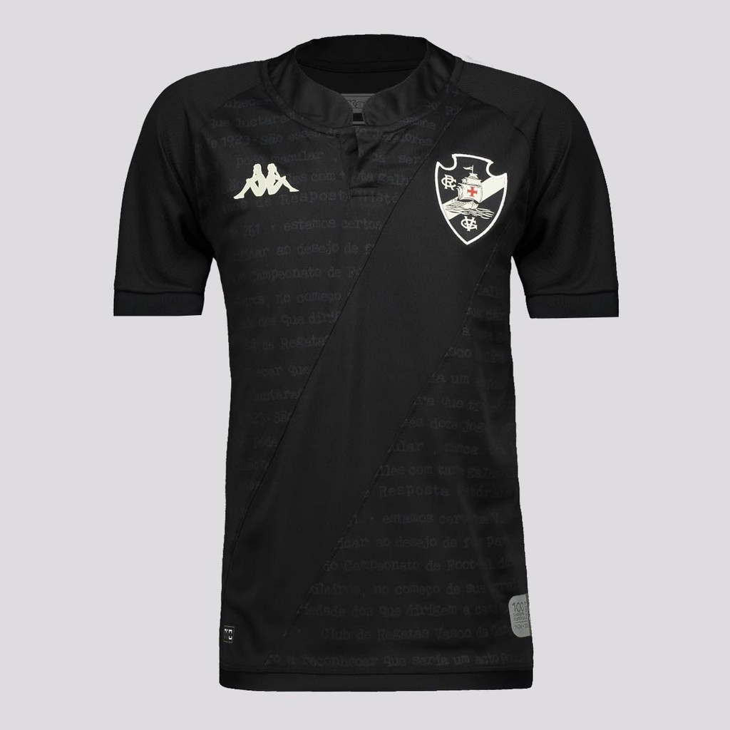 Camisa Kappa Vasco III 2024 Infantil Preta em Oferta na Shopee