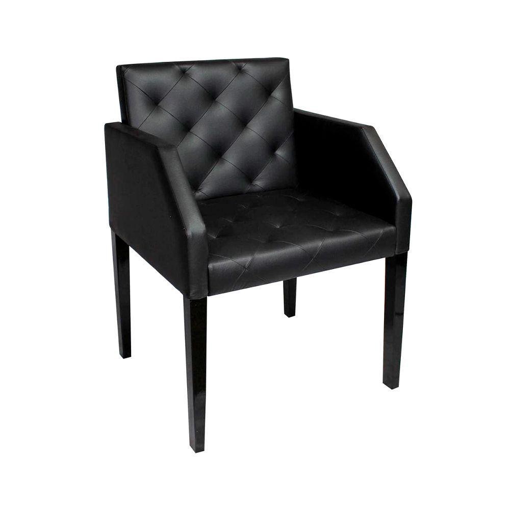 Poltrona Costura Capitonê Sala Espera Escritório - Preto - Cor: Preto em Oferta na Shopee