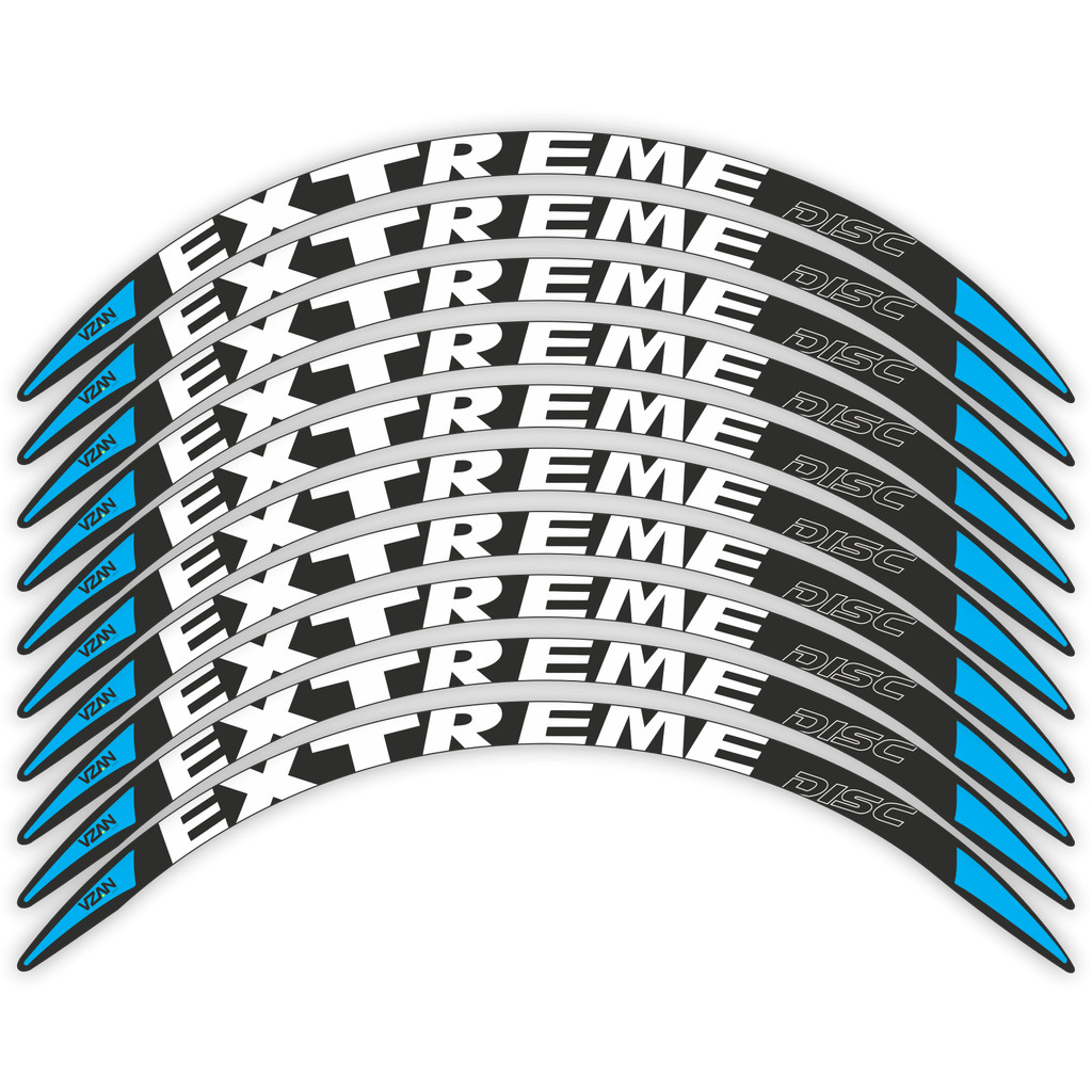 Adesivo Roda Extreme Everest Azul Disc Aro 26 e 29 Bike Mtb 8 Unidades