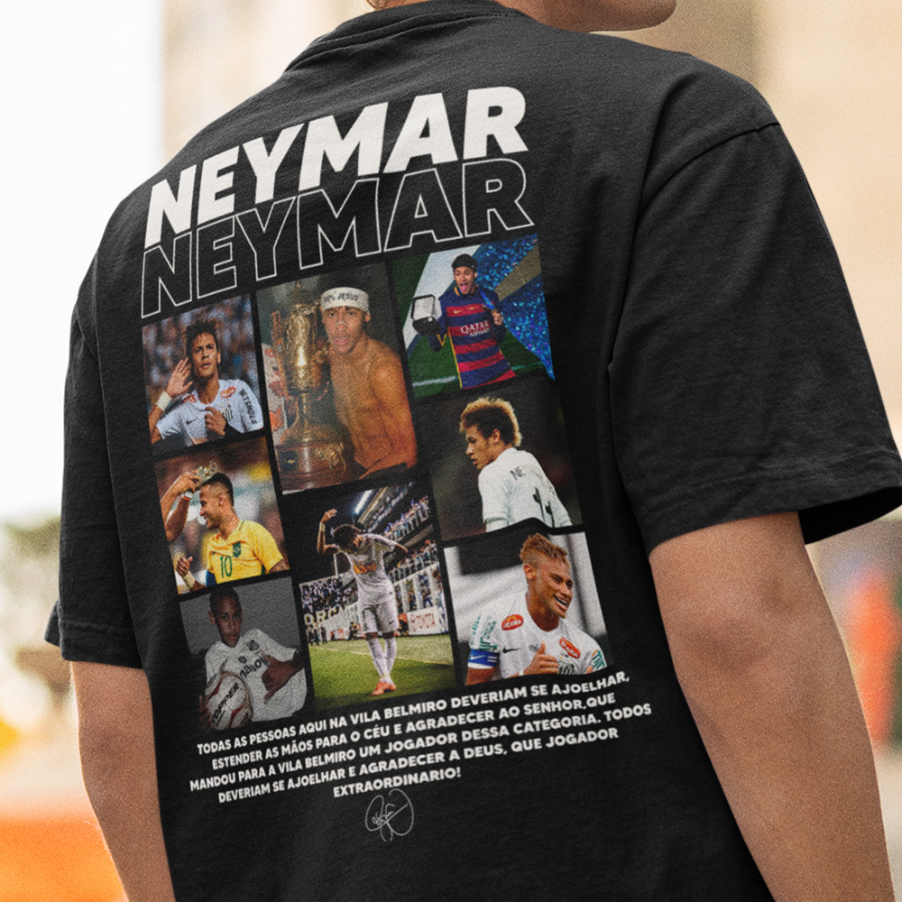 Camiseta Neymar Jr Menino Ney Camisa masculina Personalizada Algodão Camiseta Jogador de Futebol