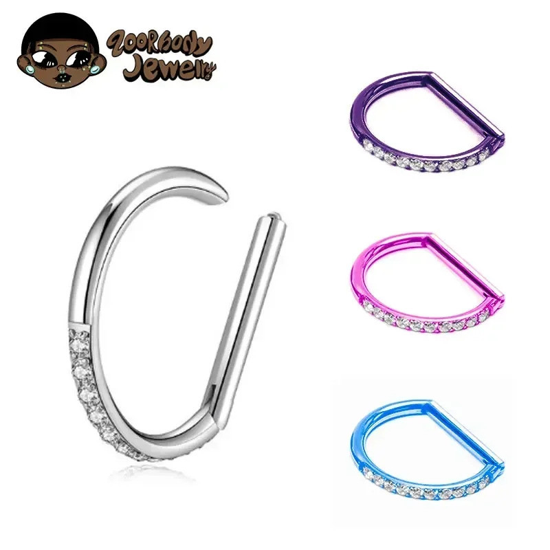 Piercing Titânio G23 Rook Conch Nariz Meia Argola Titânio Pvd Segmento Articulado Zircônia em Oferta na Shopee