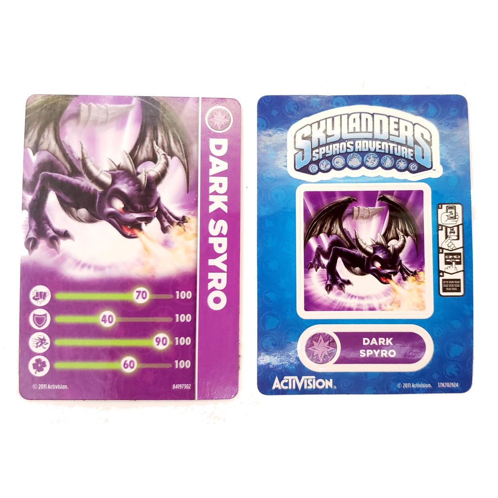 Card e Adesivo Skylanders Spyros Adventures Dark Spyro TCG