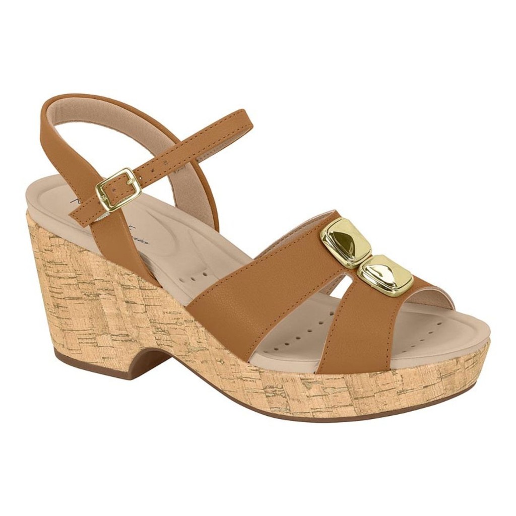 Sandália Feminina Modare FlatForm Anabela Salto Alto Confort