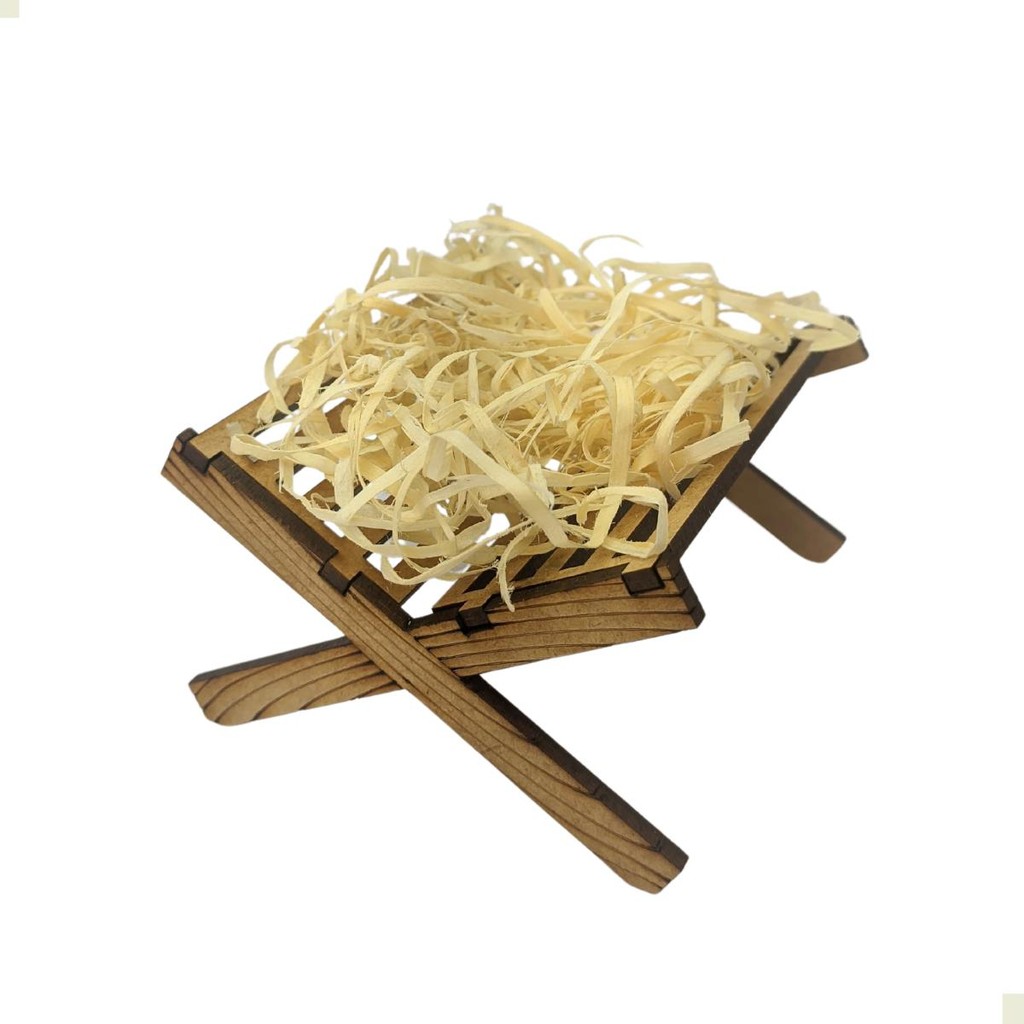 Enfeite Decorativo Mini Manjedoura Mdf Presepio De Natal em Oferta na Shopee