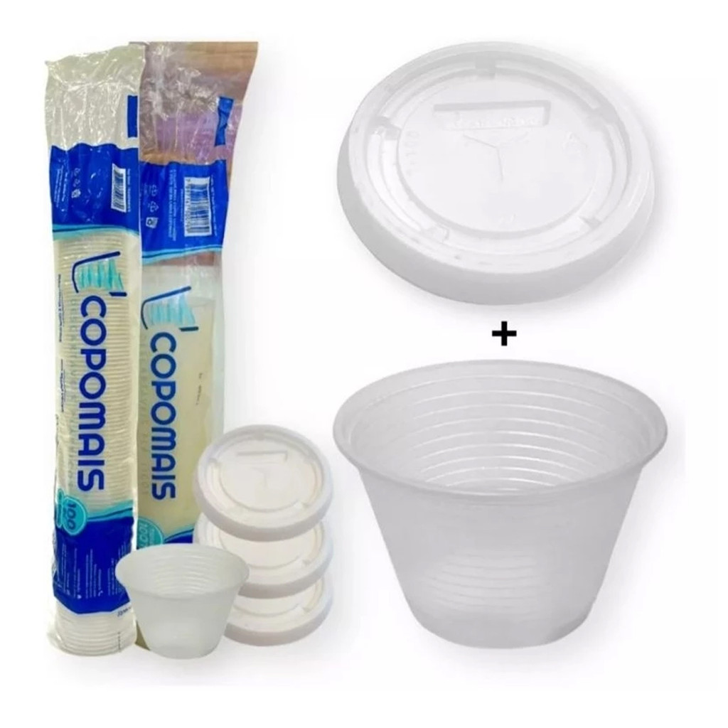 Kit 500 Potes com tampa de 100ml Descartáveis Gelatina Molho em Oferta na Shopee