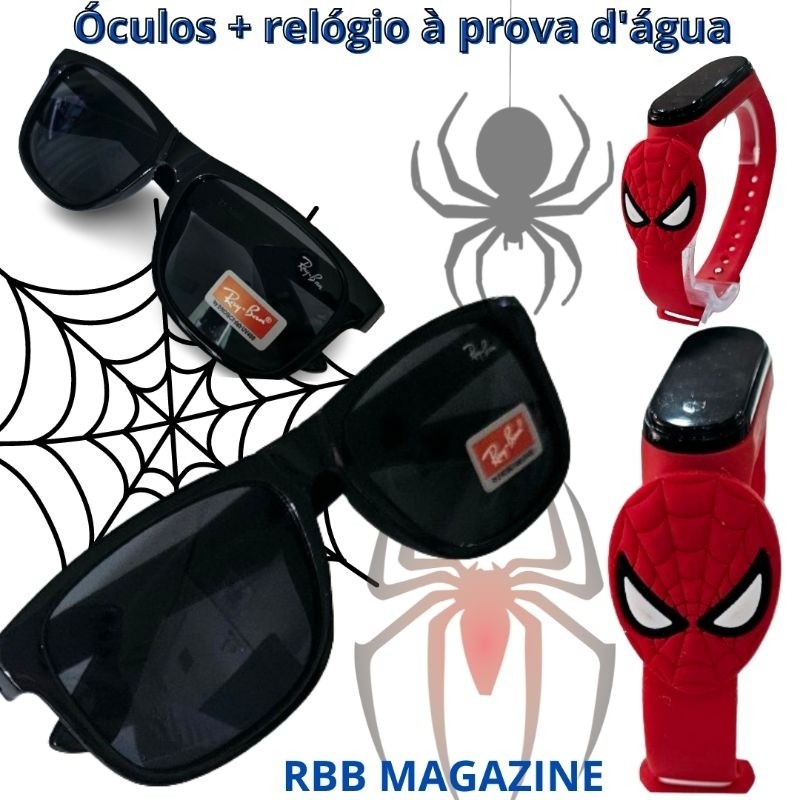 Kit Óculos de Sol Infantil Homem Aranha + Relógio à Prova d'água Spiderman