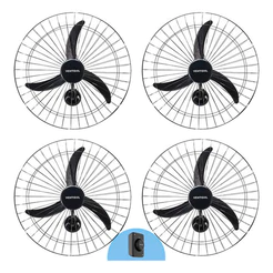 4 Ventiladores De Parede 200W 60cm Diâmetro 3 Pás Bivolt Potente Igreja Academia Lojas Ventisol