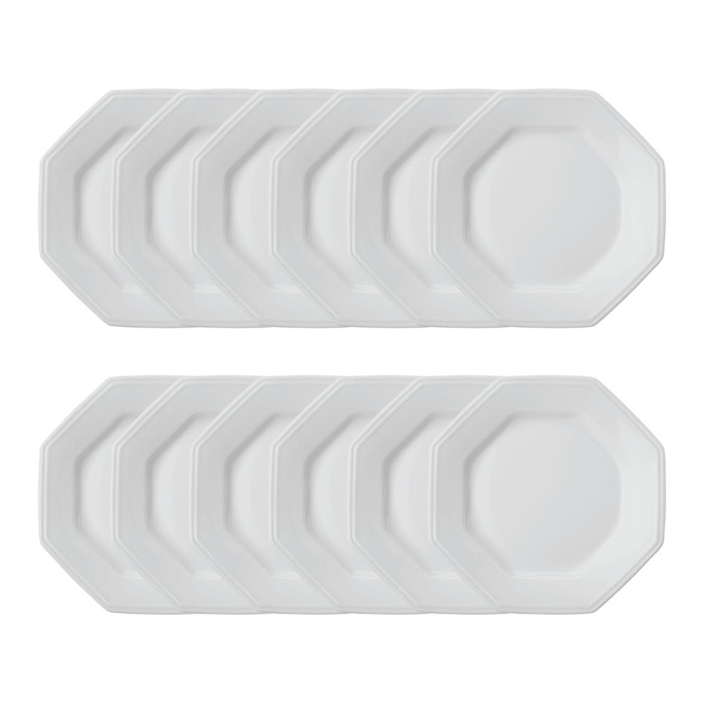 Jogo 12 Pratos de Sobremesa Prisma Brancos 20,5 cm Porcelana Schmidt em Oferta na Shopee
