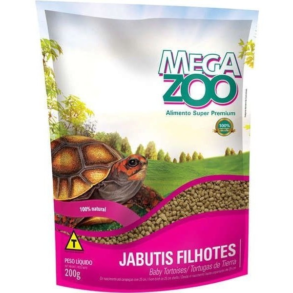 Ração Megazoo Jabuti Filhotes 200g Super Premium Alimento Completo Répteis Nutrição Balanceada