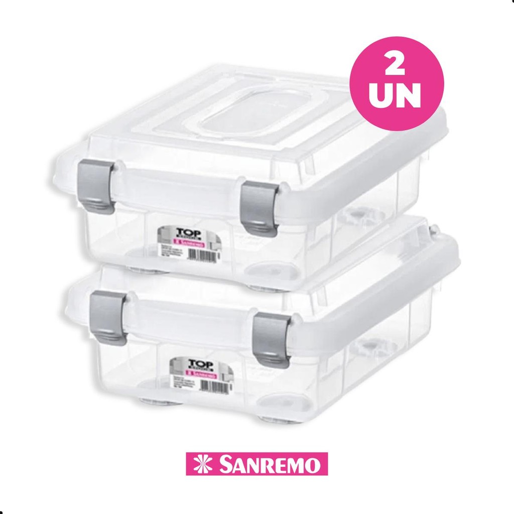 Kit 2 Caixas Organizadoras Transparentes 1L Top Stock Sanremo em Oferta na Shopee
