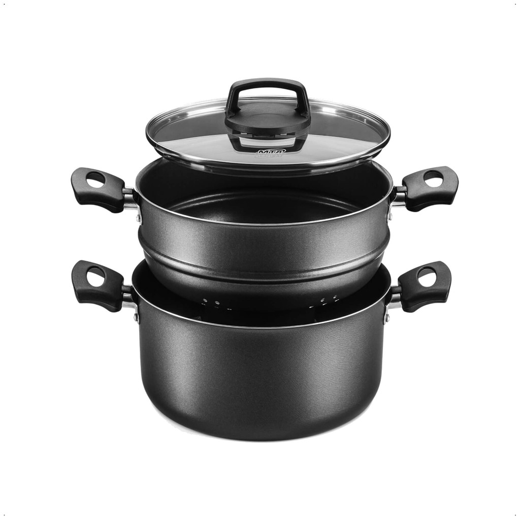 Conjunto de Panela para Cozimento a Vapor 3L Antiaderente Alças e Pegadores Antitérmico MTA - 8215 em Oferta na Shopee