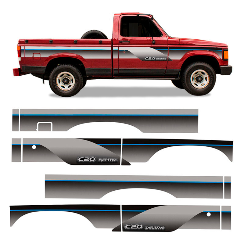Faixa C20 Deluxe 1995 1996 Adesivo Prata/Azul Cabine Simples em Oferta na Shopee
