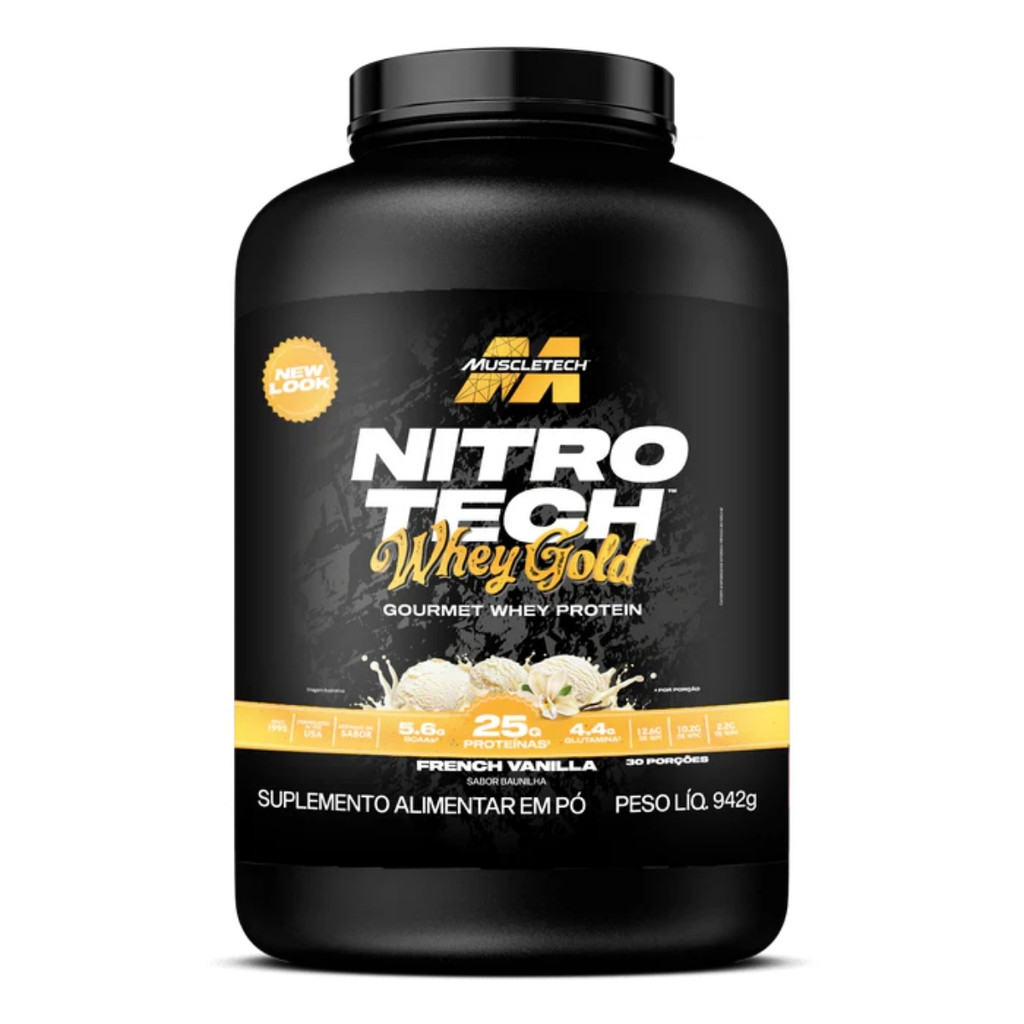 Whey Protein Nitro Tech Gold Pote 942g Muscletech Baunilha