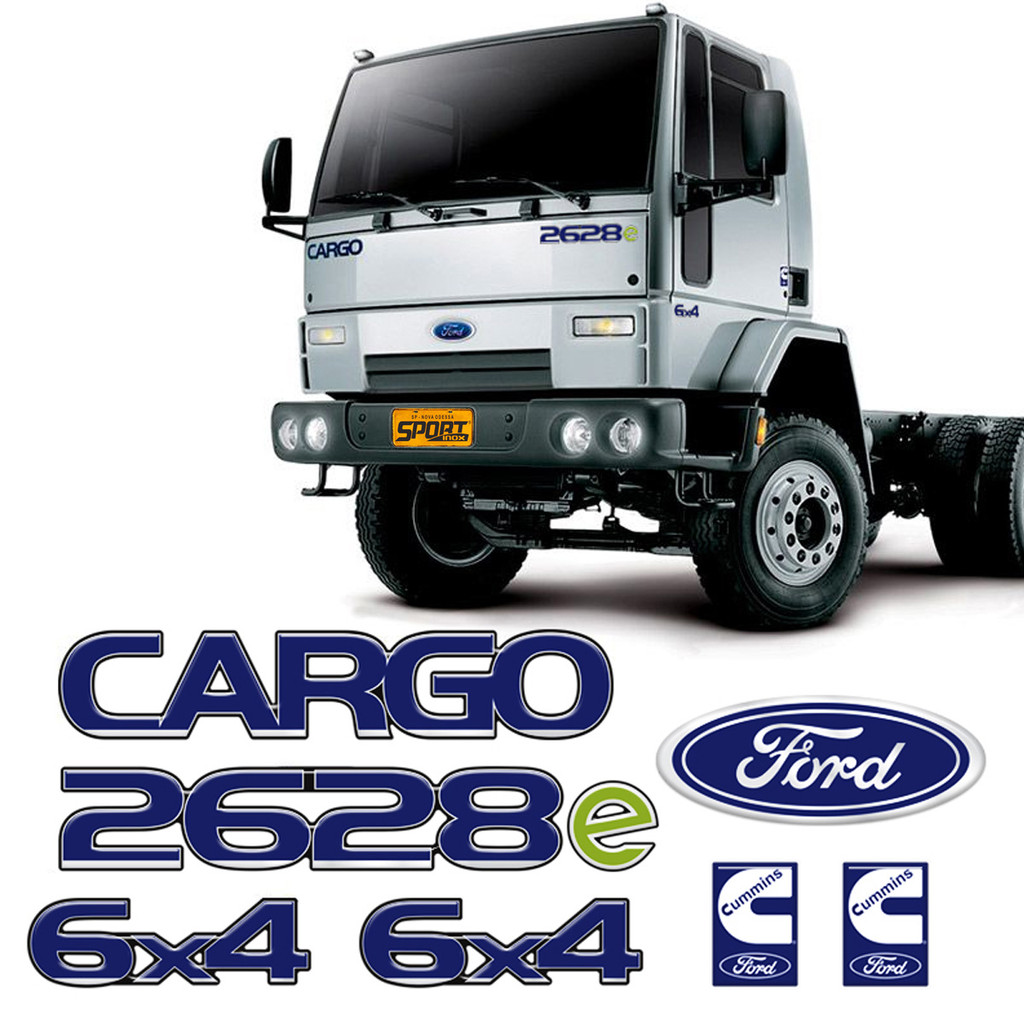 7 Adesivos Ford Cargo Caminhão 2628e Resinado Azul Pequeno
