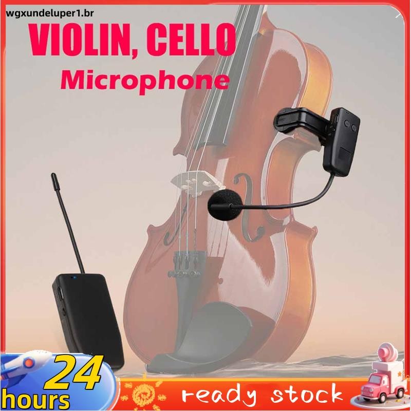 Sistema De Microfone Sem Fio 2.4G Para Violino , Violoncelo , Transmissor E Receptor Com Clipe De Guitarra , Alcance De em Oferta na Shopee