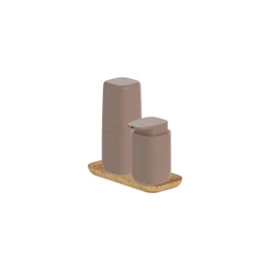 Kit de acessórios de bancada Ou 3 peças Linha Aura - Marrom Amêndoa