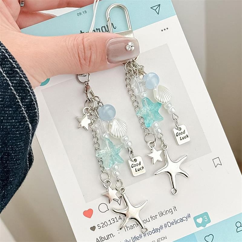 [largeloohg] Bonito Doce Estrela Do Mar Chaveiro Pingentes Conchas Charme Telefone Corrente Cinta Cordão Feminino Saco O