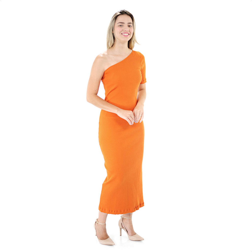 Vestido Colcci Comfort Um Ombro Só Laranja - Feminino em Oferta na Shopee