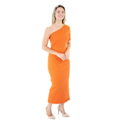 Vestido Colcci Comfort Um Ombro Só Laranja - Feminino