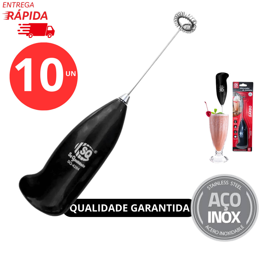 Conjunto 10 Misturadores de Bebidas Mini Mixer Misturador Profissional Mix Elétrico Sucos Milkshakes Sucos
