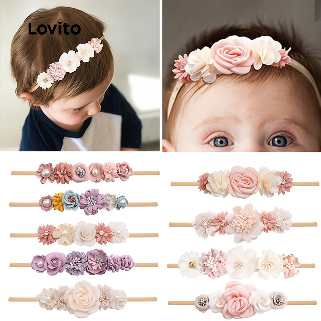 Lovito Linda Faixa De Cabeça Com Apliques Florais Para Bebês E Crianças LCS099071 em Oferta na Shopee
