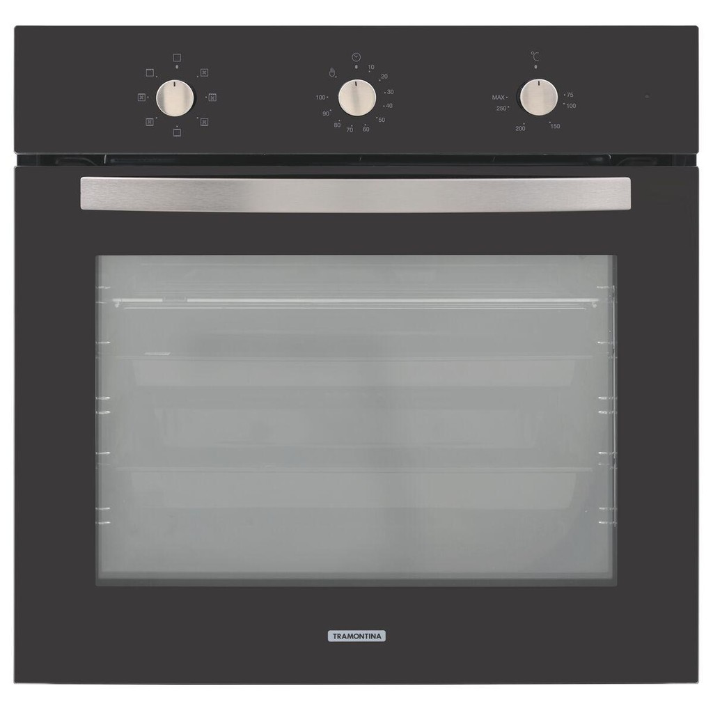Forno Elétrico de Embutir Tramontina New Glass Cook em Vidro Temperado Preto 7 Funções 71 Litros