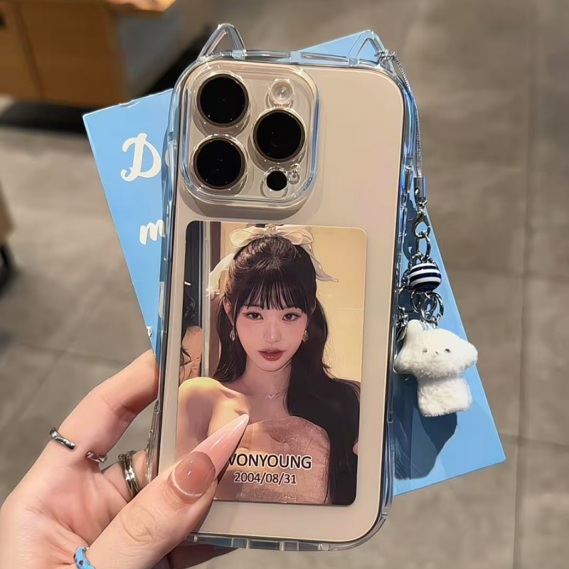 Capa De Telefone Com Orelhas De Gato Fofas 3D Transparente Da Moda Corrente Para iPhone 16 15 14 13 12 11 16 Pro MAX 7 8 em Oferta na Shopee