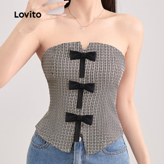 Lovito Casual Plain Colorblock Bow Top para mulheres L121MD229 em Oferta na Shopee