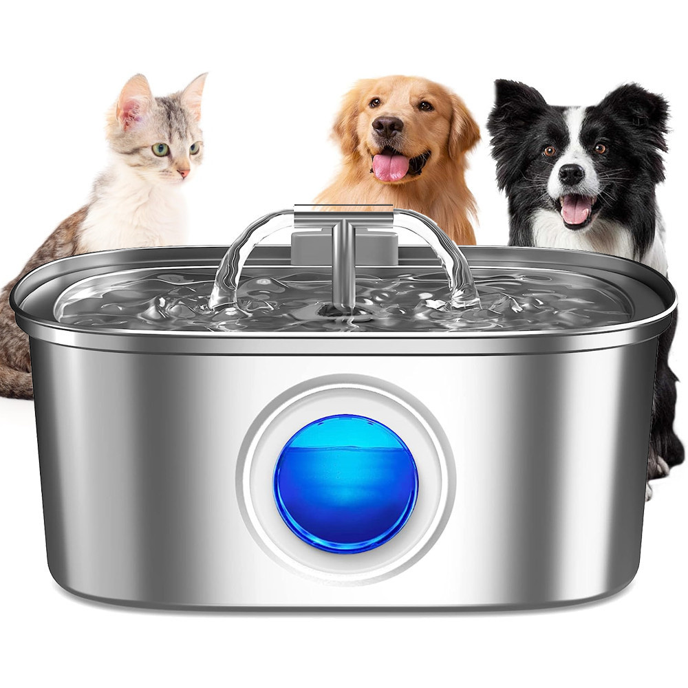 Newpet 3.2L Bebedouro De Água Para Gatos Dogs Fonte 5V Em Aço Inoxidável Dispensador De Estimação Janela Transparente - Pets
