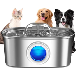 Newpet 3.2L Bebedouro De Água Para Gatos Dogs Fonte 5V Em Aço Inoxidável Dispensador De Estimação Janela Transparente