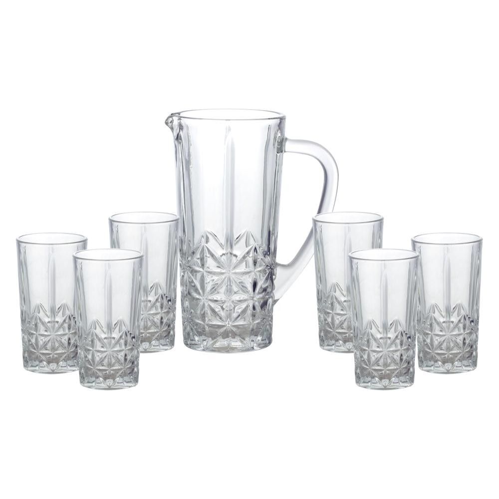 6 Copos Alto 270ml e 1 Jarra 1L Wolff Stella de Vidro