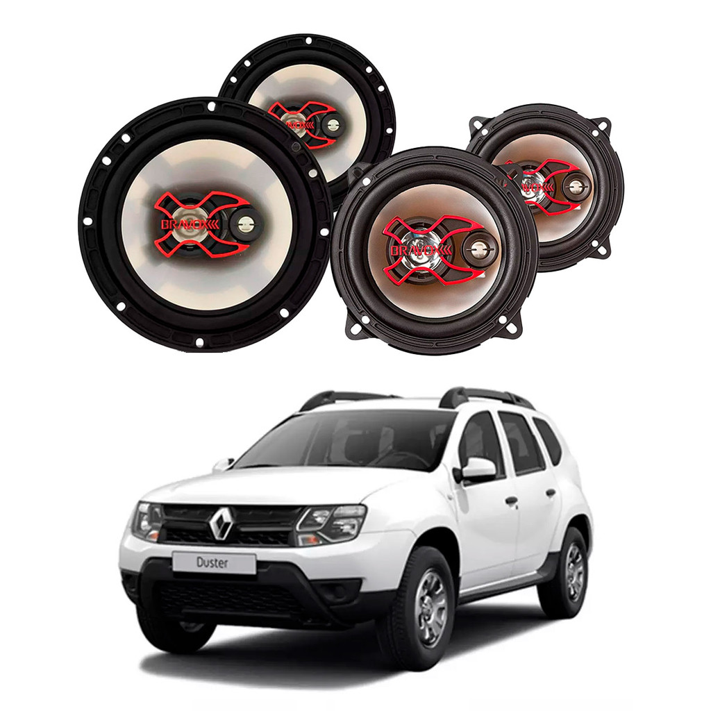 2x Alto Falantes 6" Polegadas + 2x 5" Polegadas 100W RMS Triaxial B3x60x/B3x50x Renault Duster em Oferta na Shopee