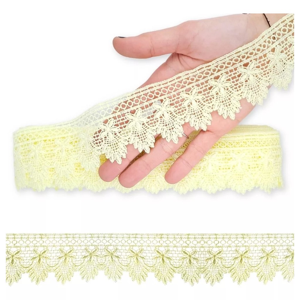 Renda Guipir CHL-156 5.0 Cm -  Rolo C/13.7 Metros Cor:Amarelo-Bebe