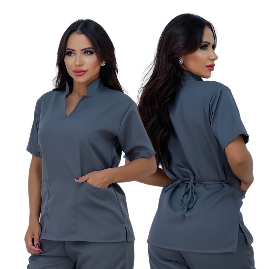 Blusa Pijama Hospitalar Scrub Clinica Oxford Toque Macio Não Amassa Varias Cores Somente a Blusa em Oferta na Shopee