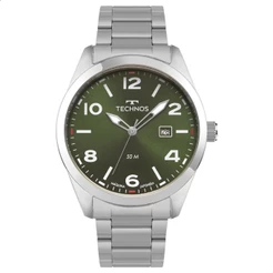 Relógio Masculino Technos Verde Prata Analógico 2115TYP/1V Relogio Masculino Original Prata