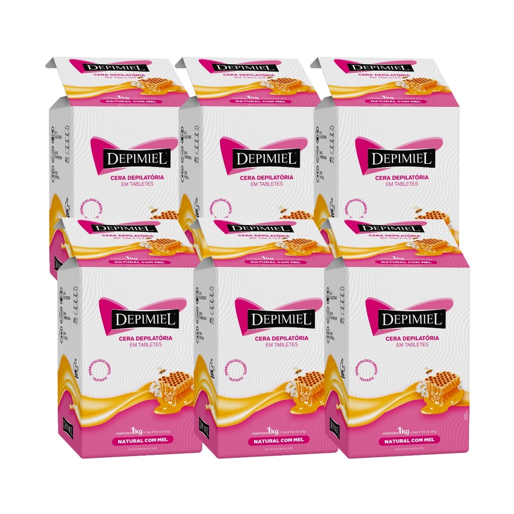 Kit 6 Cera Depilatória Tabletes Natural Com Mel Depimiel