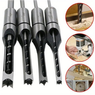 Kit Jogo 4 Peças Brocas  Furo Quadrado ferramentas de trabalhar madeira para abrir furos