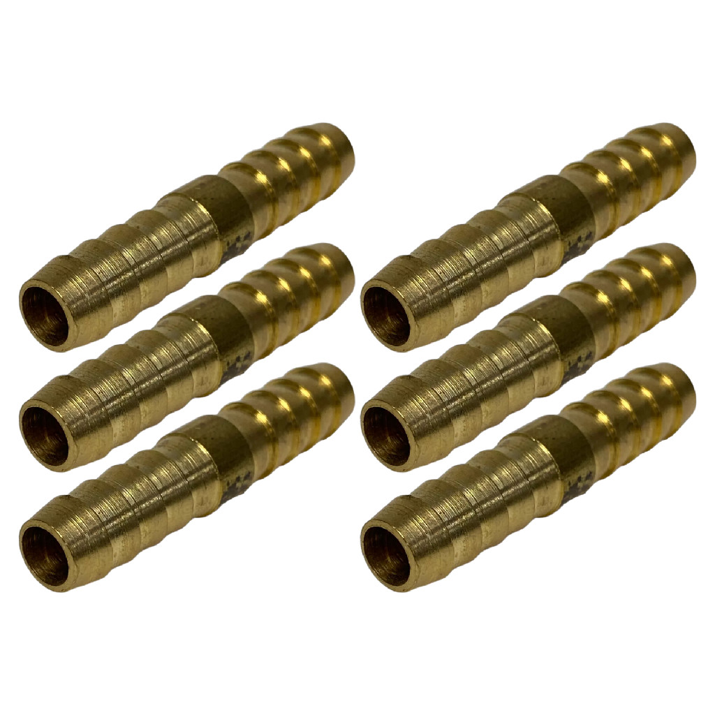 6 Emenda De Latão Mangueira 3/8 10mm Espiga União Ar Agua