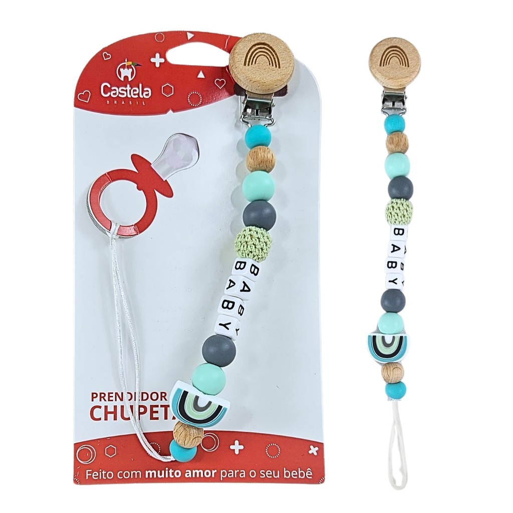 Prendedor de Chupeta Baby Miçangas Trava Clipe Livre BPA Verde - Castela - Mom & Baby