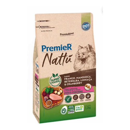 Ração Premier Nattu Cães Ad Raças Peq Frango E Mandioca 1kg
