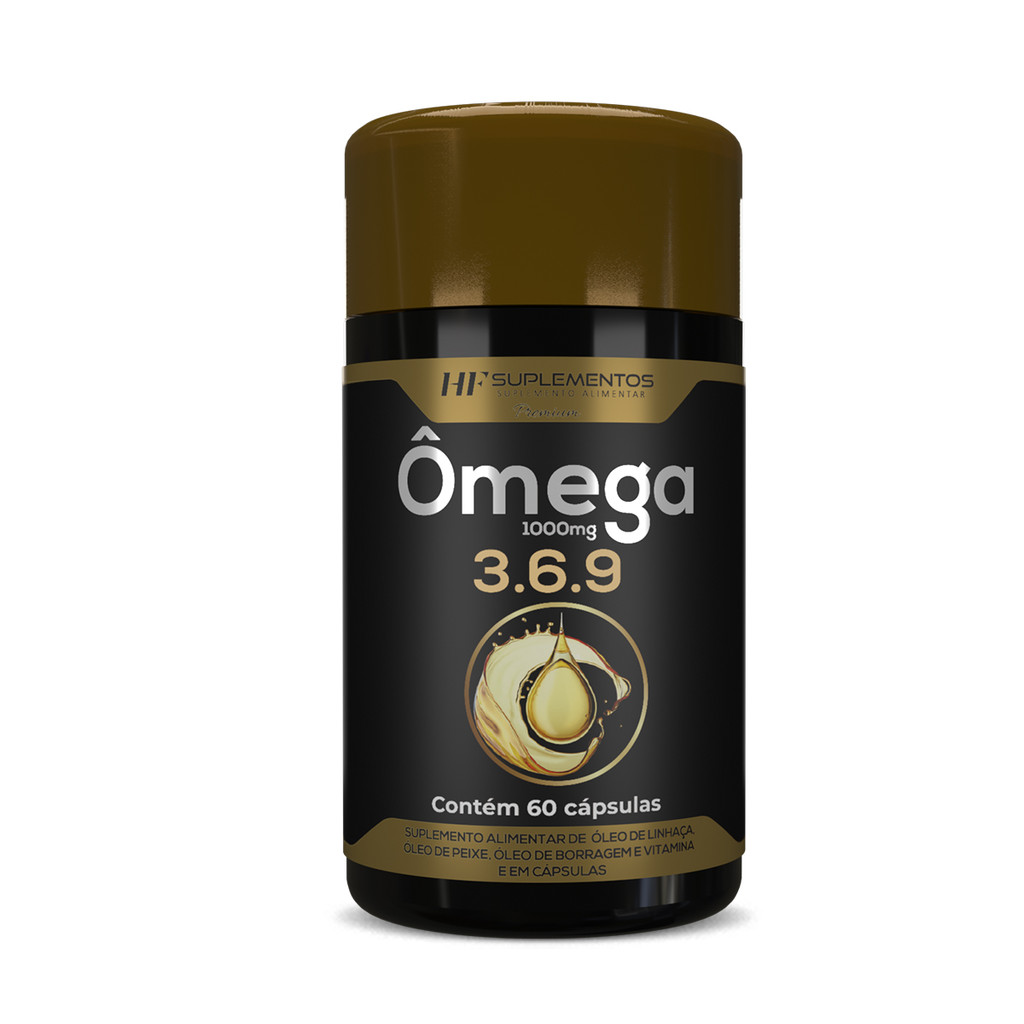 Ômega 3 6 9 HF Suplementos 60 Caps Óleo de Peixe Linhaça Borragem Melhora Saúde e Coração em Oferta na Shopee