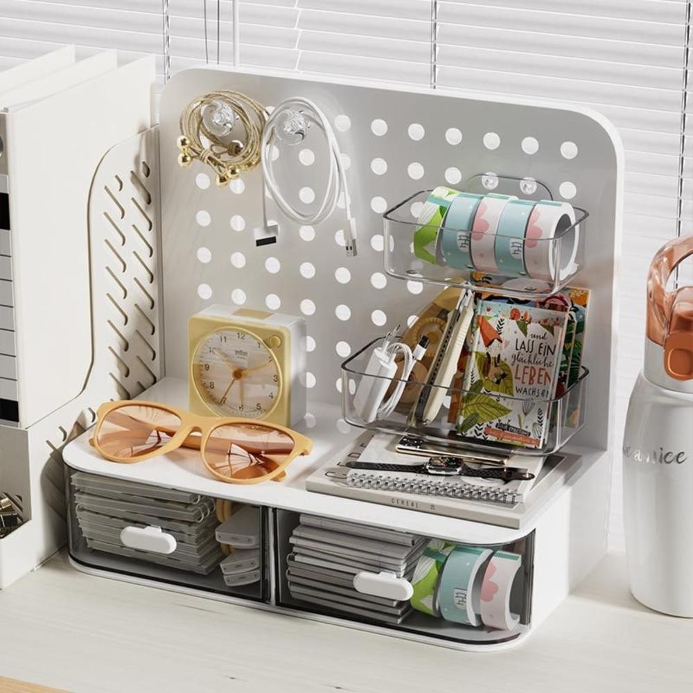 Desktop Caixa De Armazenamento De Placas Perfuradas Papelaria Rack De Classificação De Cosméticos