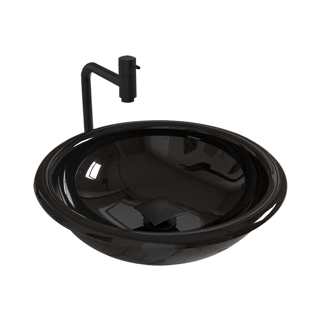Cuba Apoio Lume C/ Torneira Inox Black e Válvula Click Black Preto Brilho