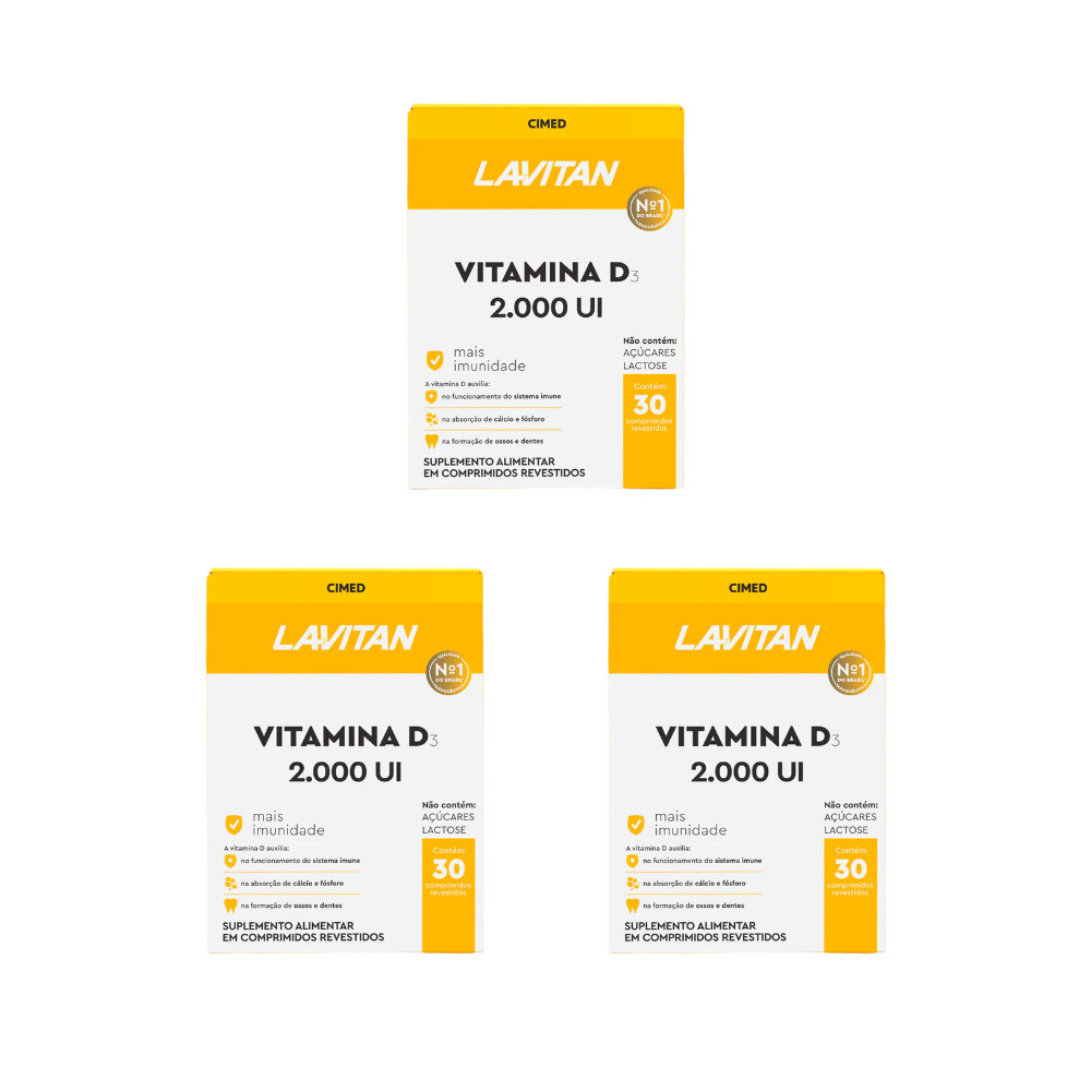 Kit 3 Lavitan Vitamina D 2.000Ui - 30 Cpr - Cimed em Oferta na Shopee