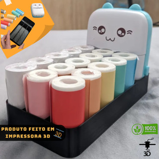 Suporte de Mesa para Mini Impressora Térmica Bluetooth Gatinho e Bobinas Rolos de Papel