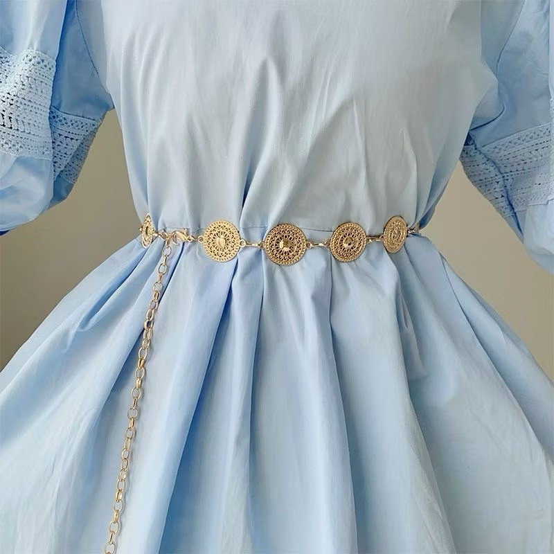 Moda Cinto De Moeda Das Mulheres Vestido De Ouro Prata Estilo Cinto De Metal Cinto