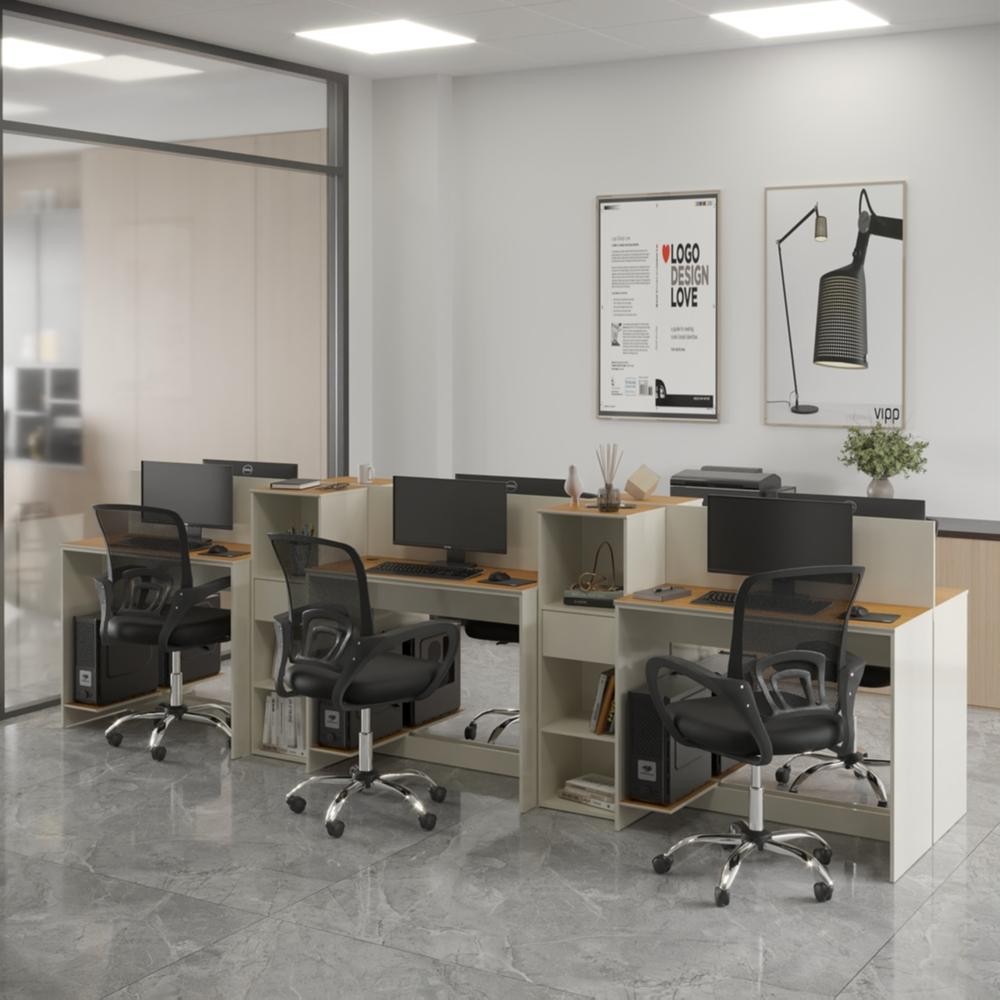 Estação de Trabalho 6 Lugares Office Smart 6 Mesas 4 Armários em Oferta na Shopee